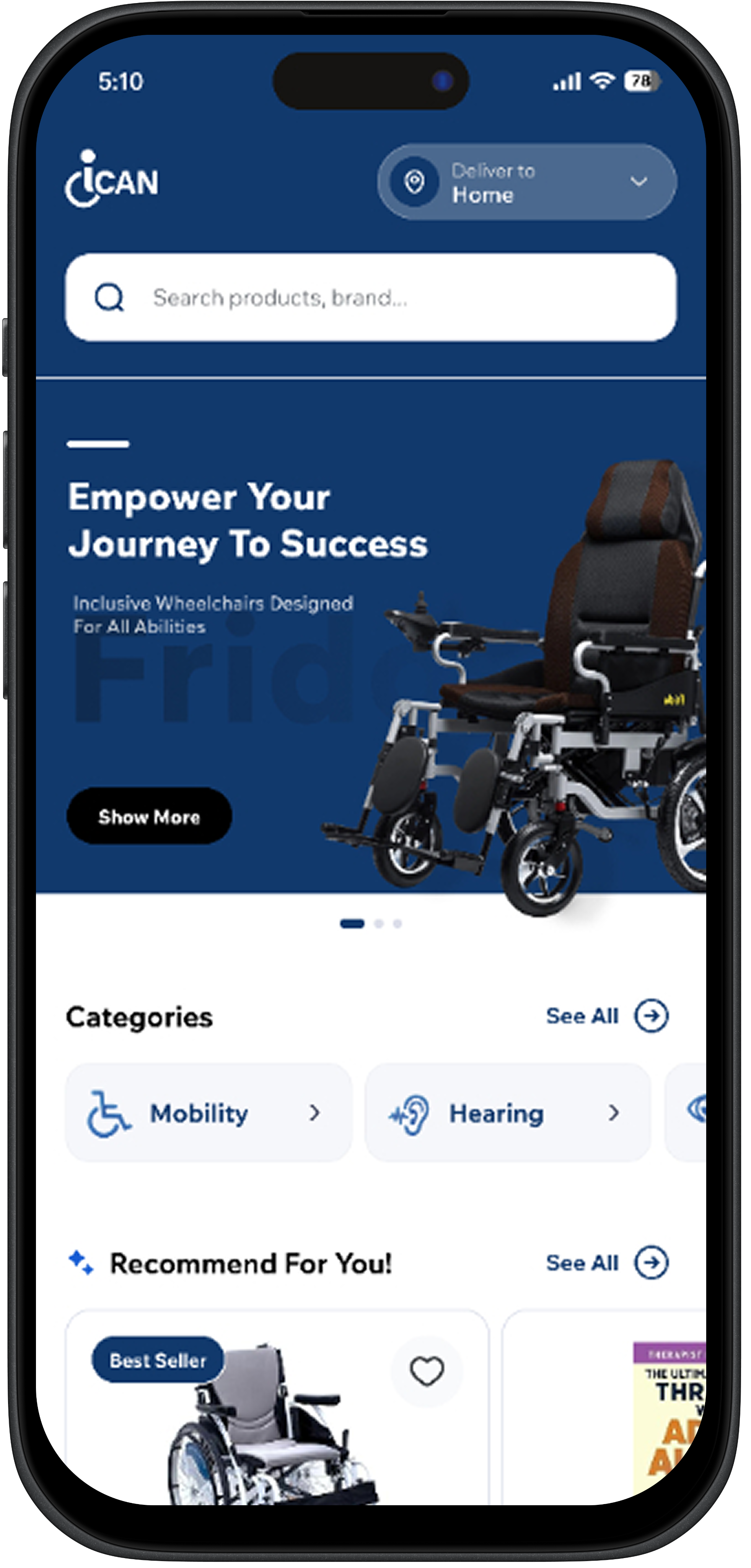 iCan app home screen