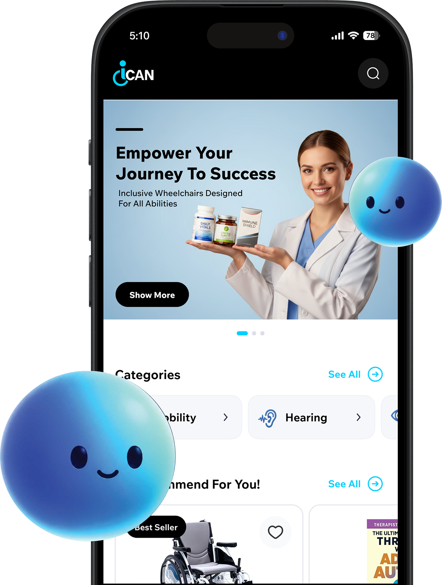 iCan app home screen